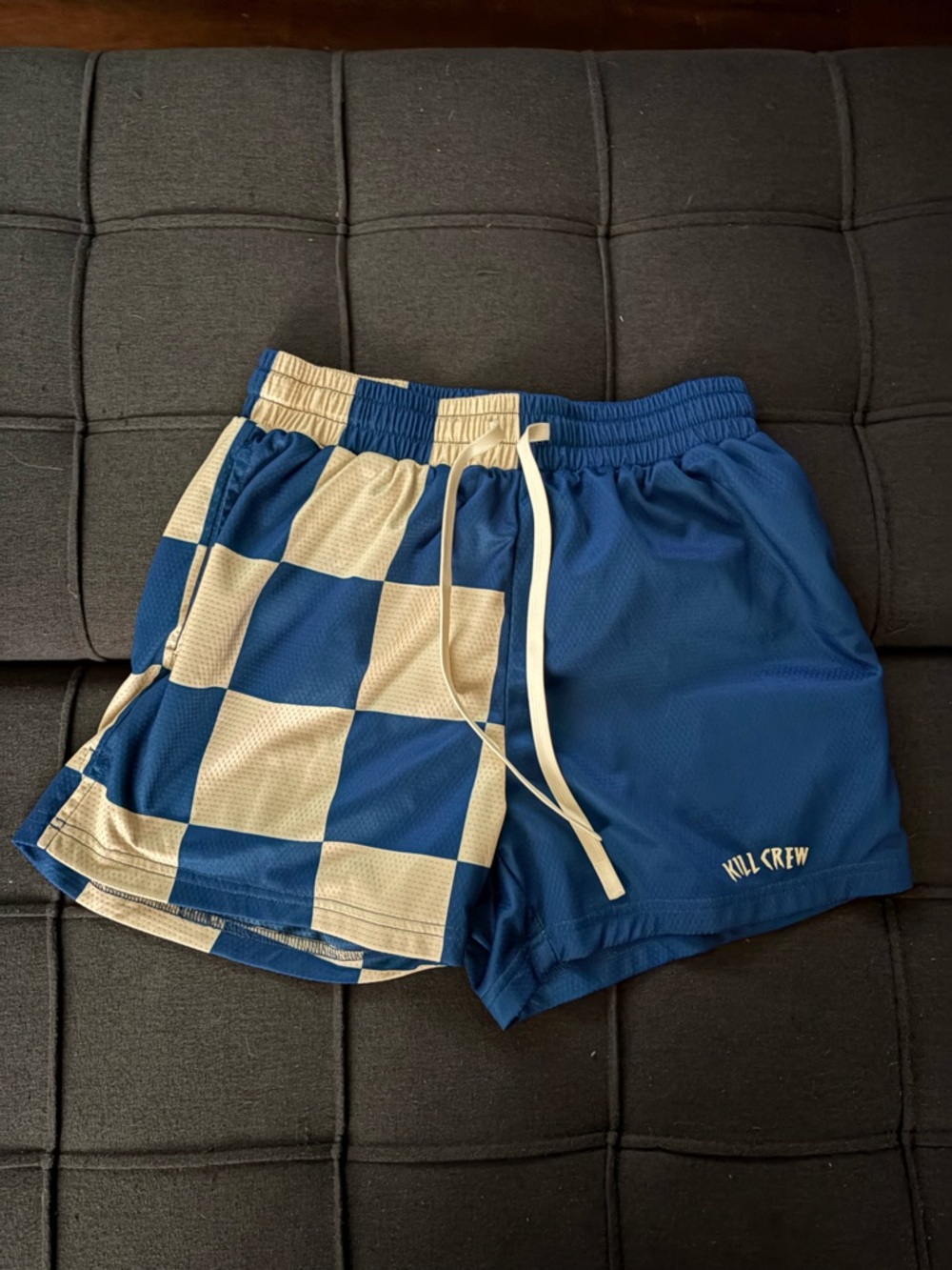 Kill Crew Blue & Cream Checkered Athletic Shorts